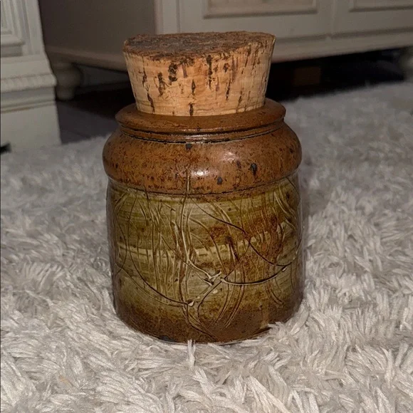 Rustic Signed Artisan Pottery Jar with Cork Lid - Picture 13 of 14